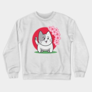 Little kitten likes the cherry blossoms. Crewneck Sweatshirt